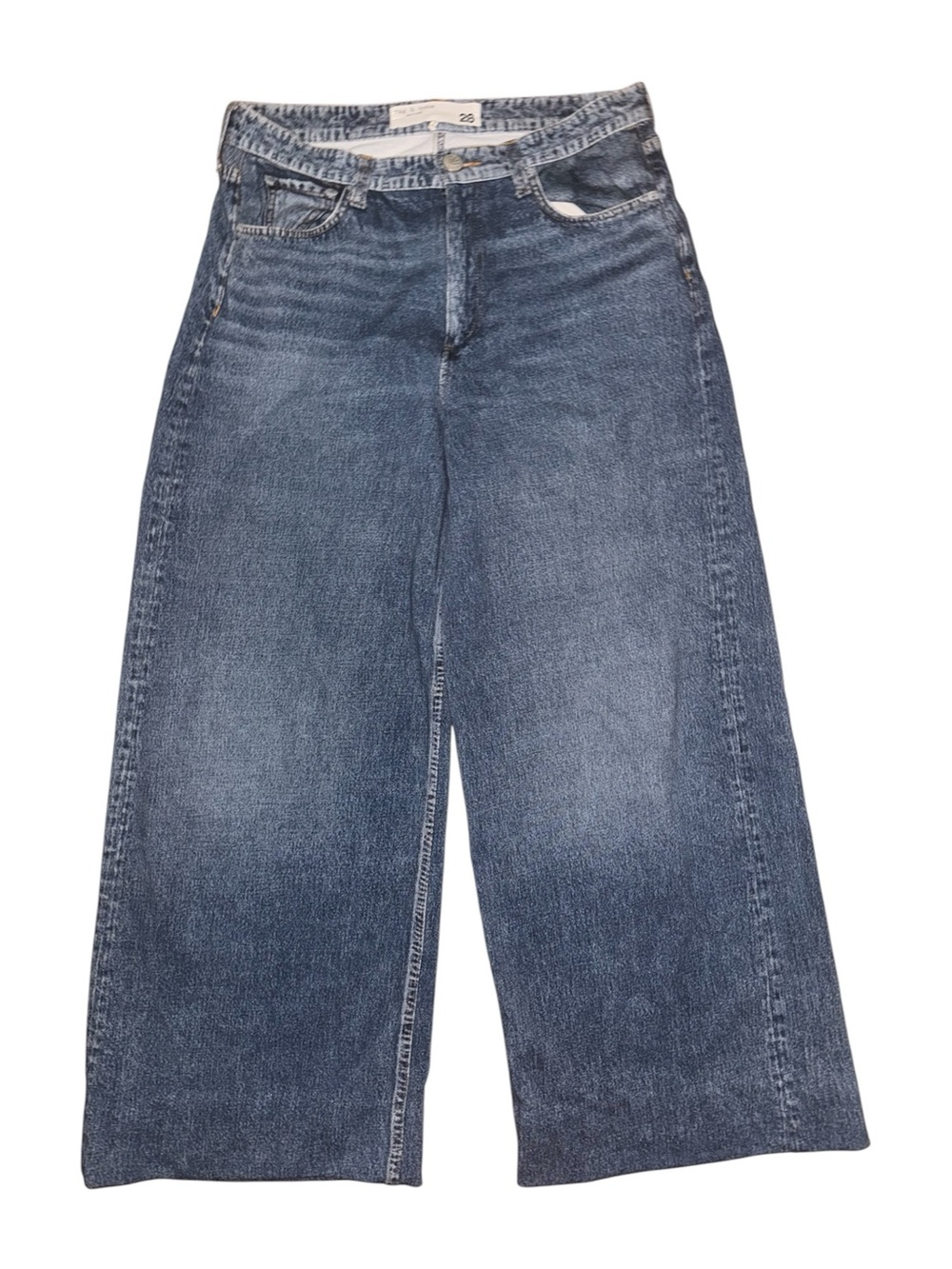 Rag & Bone Miramar Sofie Sweatpant Jeans Size 28 Wide Leg Cotton Terry Blue